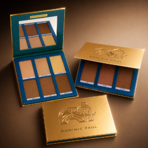 Dominic Paul Cosmetics Contour Palette cruelty free vegan friendly can be used for setting powder eyeshadow bronzer contour highlight pro mua professional makeup artist glam quick travel size easy to apply multipurpose