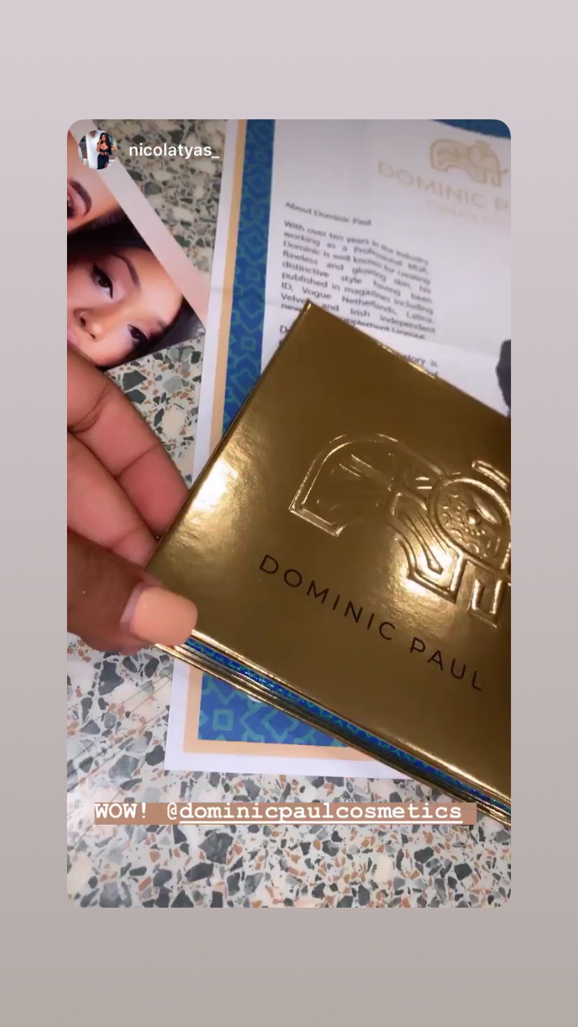 Social media star Nicola Tyas loves her Dominic Paul cosmetics contour palette
