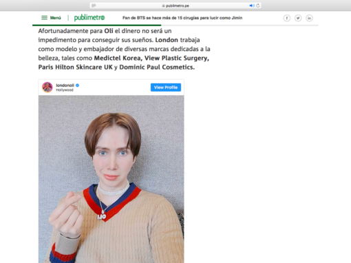 Ambassador Oli London in the press for Dominic Paul Cosmetics
