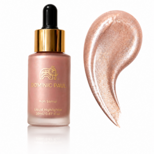 Dominic Paul Cosmetics Liquid Highlighter shimmer and glow skin natural looking bronze and healthy looking vegan friendly and cruelty free body glow