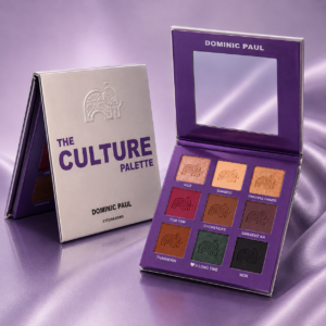 Dominic Paul Cosmetics The Culture Palette eyeshadows vegan friendly and cruelty free long lasting matte and shimmer shades day to night makeup Smokey eye