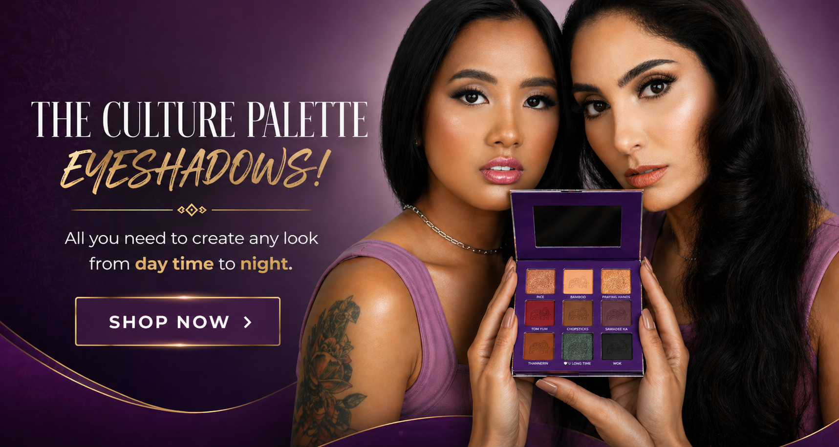 Dominic Paul Cosmetics The Culture Palette eyeshadows vegan friendly and cruelty free long lasting matte and shimmer shades day to night makeup Smokey eye