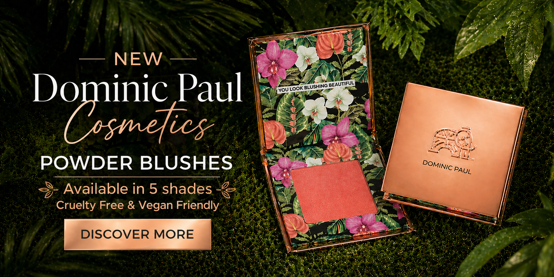 Dominic Paul Cosmetics Powder blush cruelty free and vegan friendly easy to apply long lasting and highly pigmented