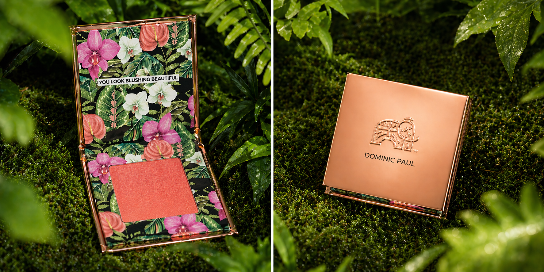 Dominic Paul Cosmetics Powder blush cruelty free and vegan friendly easy to apply long lasting and highly pigmented