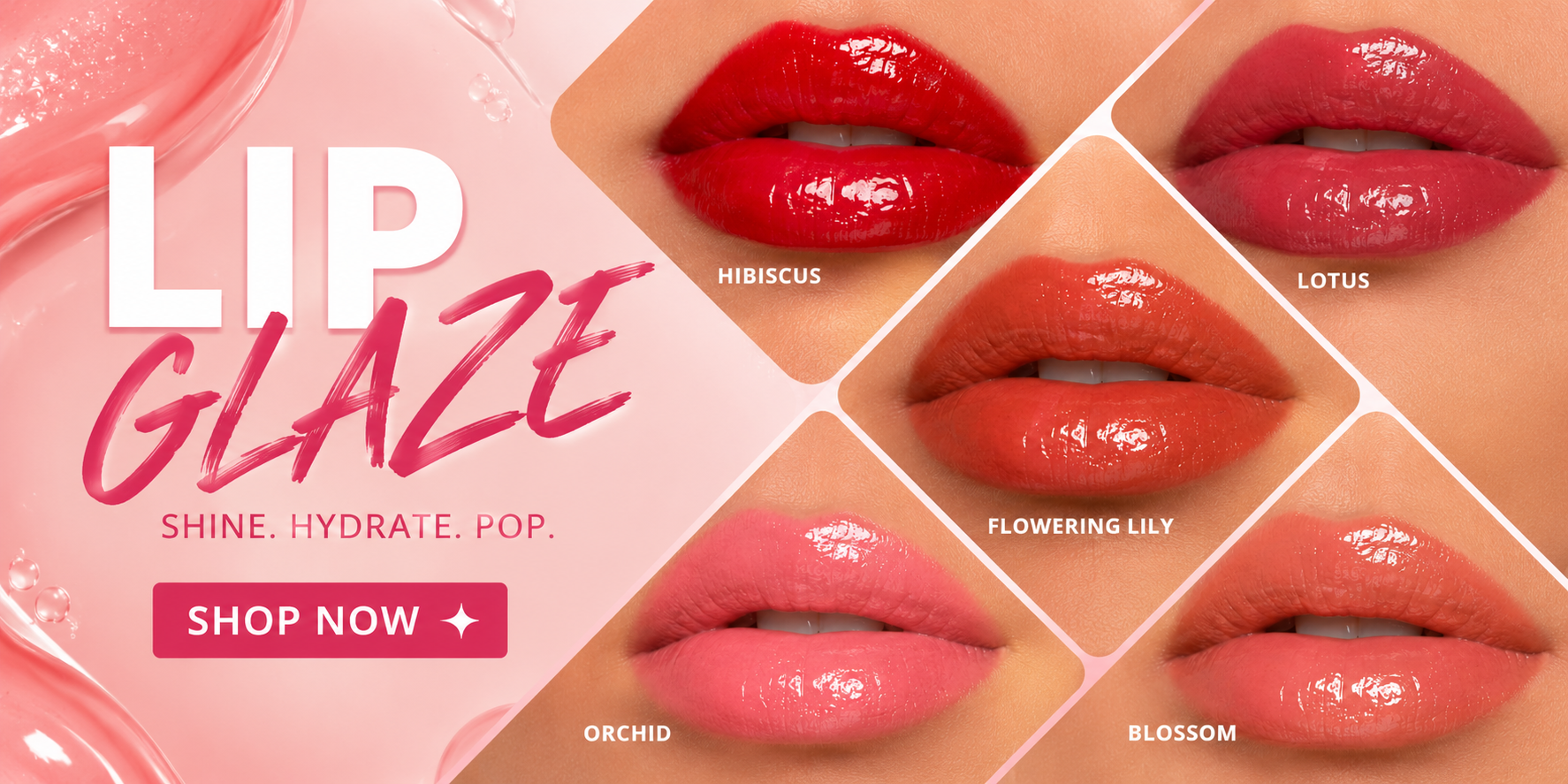 Dominic Paul Cosmetics Lip Glaze, sticky free easy to apply and lasts all day highly pigmented lip gloss